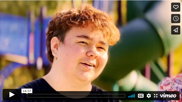 Image of the thumbnail for the video for the SELPA Students video in Vimeo with the image of a student speaking.